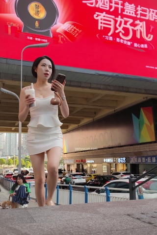 XM172白色短裙高跟凉鞋美女，白色窄内